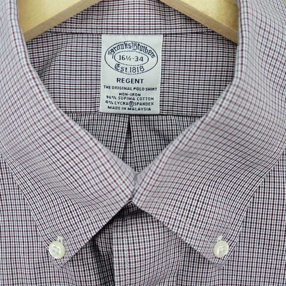 Brooks Brothers Regent Non-Iron Supima Button Up Plaid Shirt Men's Sz 16.5-34 - Picture 2 of 10